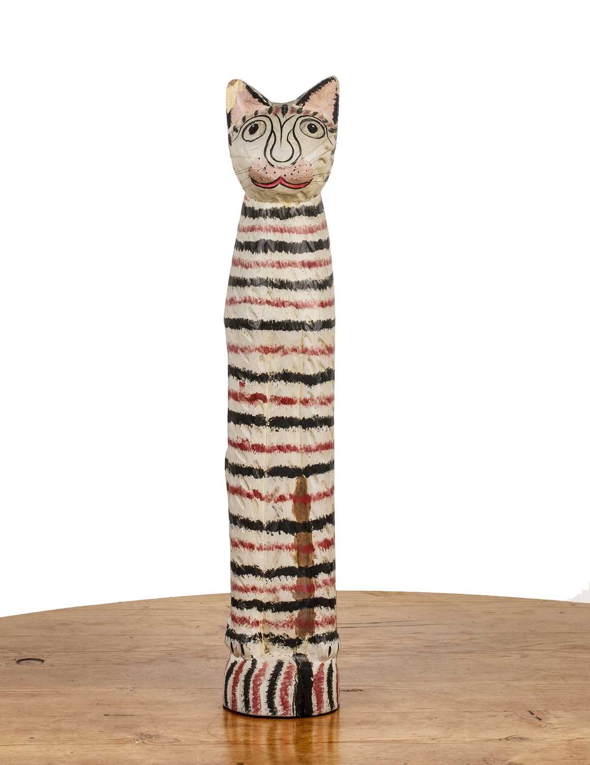 Lot 351 - Large painted wooden model of a cat...