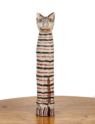 Lot 351 - Large painted wooden model of a cat...