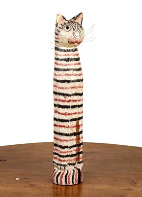 Lot 351 - Large painted wooden model of a cat...