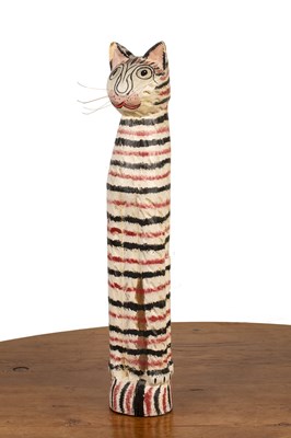 Lot 351 - Large painted wooden model of a cat...