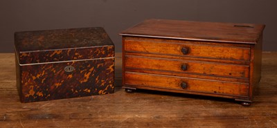 Lot 178 - A tortoiseshell correspondence box and a small mahogany tabletop collectors chest