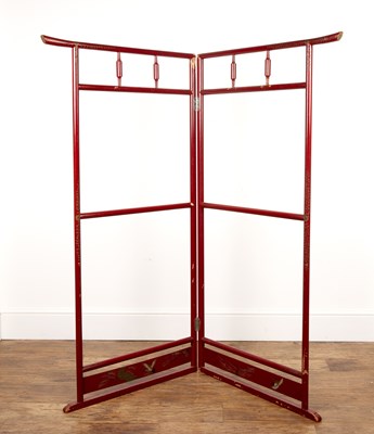 Lot 4 - Red lacquer robe/clothes stand Japanese, 20th...