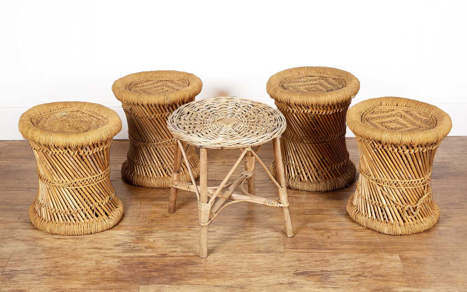 Lot 33 - Wicker stool 38cm diameter x 38cm high, and...