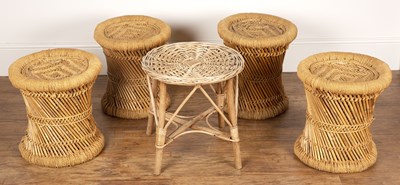 Lot 33 - Wicker stool 38cm diameter x 38cm high, and...