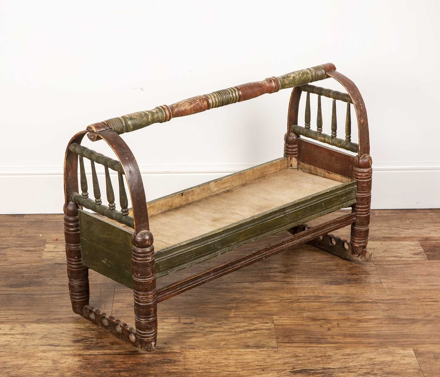 Lot 16 - Painted child's crib Central Asian, with...
