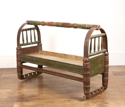 Lot 16 - Painted child's crib Central Asian, with...