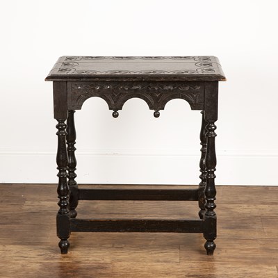 Lot 41A - Oak carved table Victorian, 66cm x 45cm x 73cm...