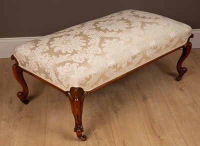 Lot 274 - A mahogany framed footstool with silk upholstery