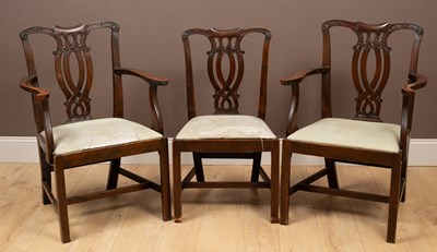 Lot 210 - A set of eight Chippendale style mahogany dining chairs