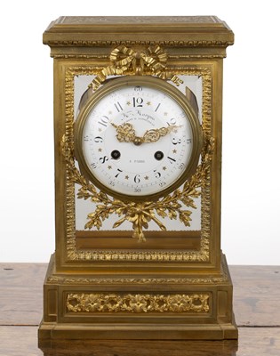 Lot 47 - Louis XVI style ormolu four glass mantel clock...