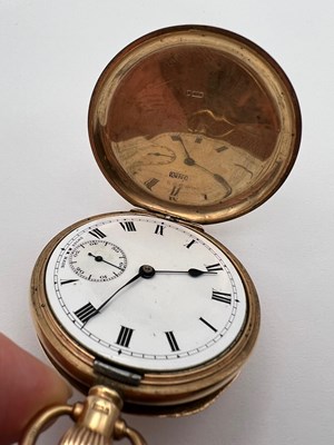 Lot 229 - A 9ct gold hunter pocket watch, the white...