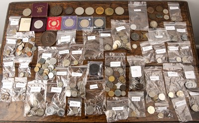 Lot 357 - Assorted English and foreign coins and various...