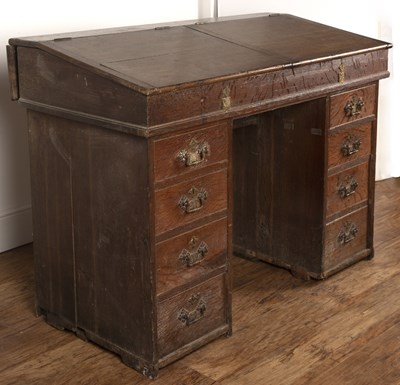 Lot 70 - Oak twin clerks desk 19th Century, with brass...