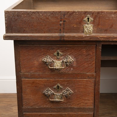 Lot 70 - Oak twin clerks desk 19th Century, with brass...