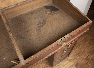 Lot 70 - Oak twin clerks desk 19th Century, with brass...