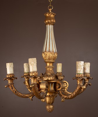 Lot 315 - An Italian style gilt wood six-branch chandelier