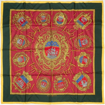 Lot 301 - A 'Les Armes De Paris' silk scarf by Hermès,...