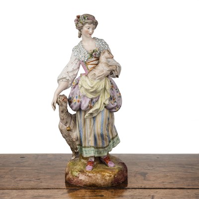 Lot 370 - Thuringia porcelain model of a Shepherdess...