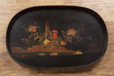 Lot 99 - Oval black lacquer tray Japanese, late 19th...