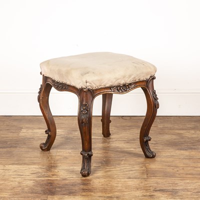 Lot 112 - Walnut carved frame dressing stool Victorian,...