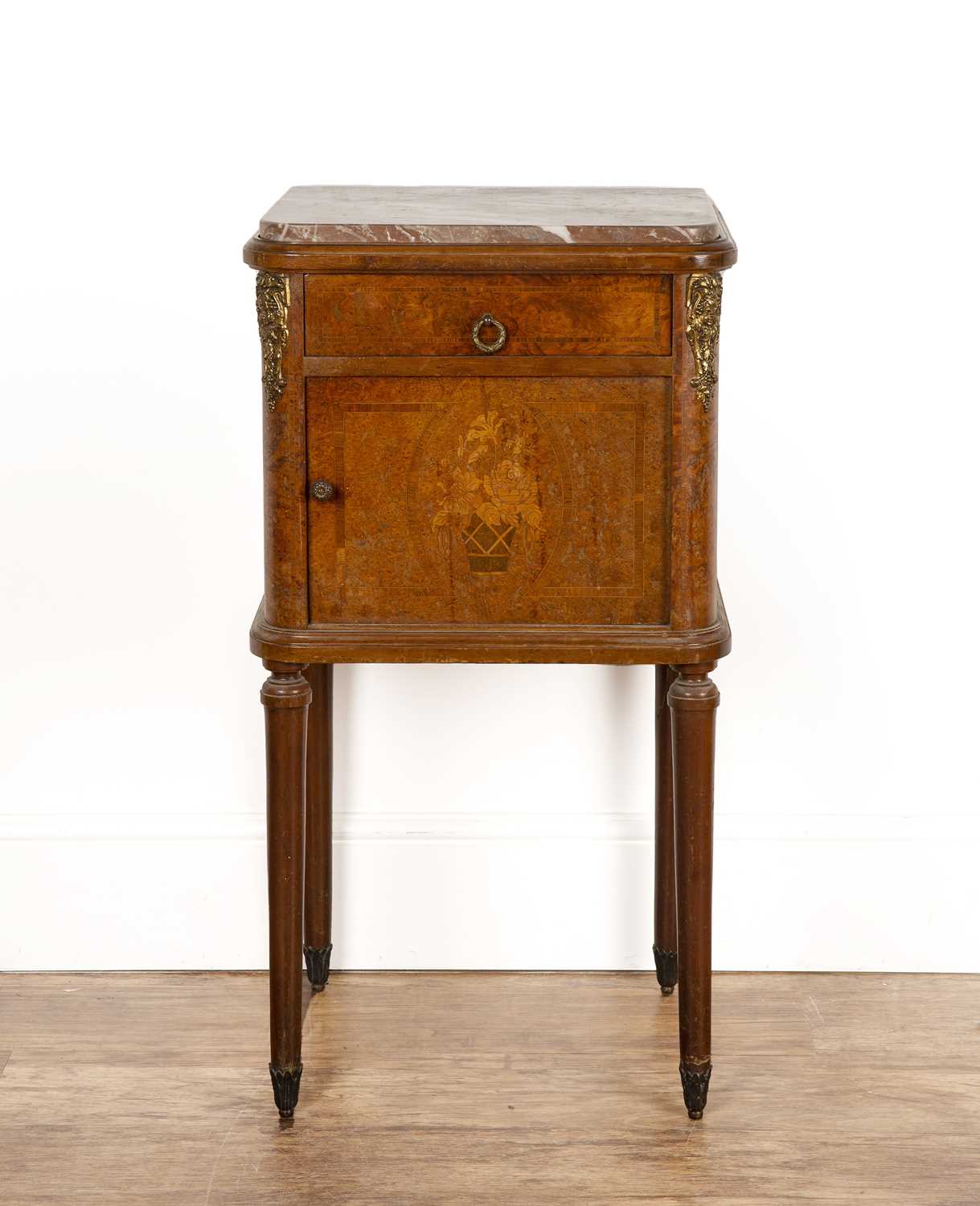 Lot 68 - French burr walnut commode or side table with...