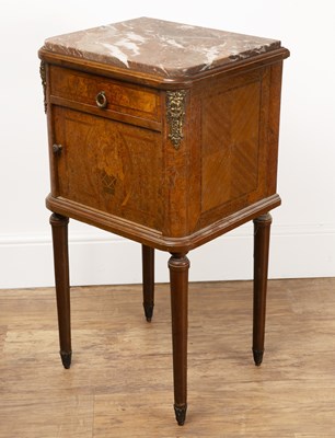 Lot 68 - French burr walnut commode or side table with...