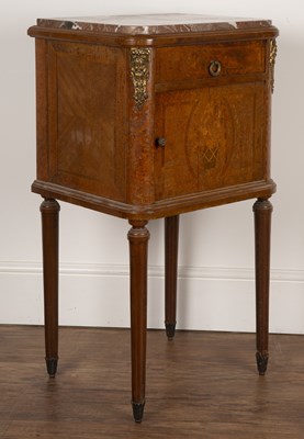 Lot 68 - French burr walnut commode or side table with...