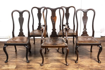 Lot 84 - Set of five Queen Anne style dining chairs...