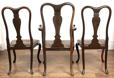 Lot 84 - Set of five Queen Anne style dining chairs...