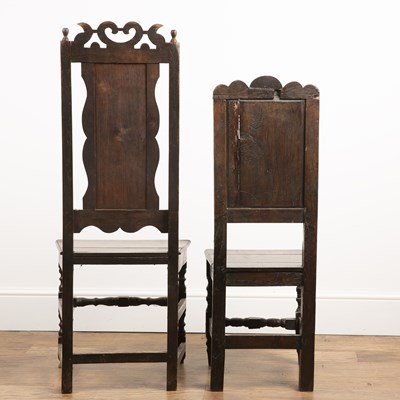 Lot 110 - Oak carved chair 18th Century, the back panel...