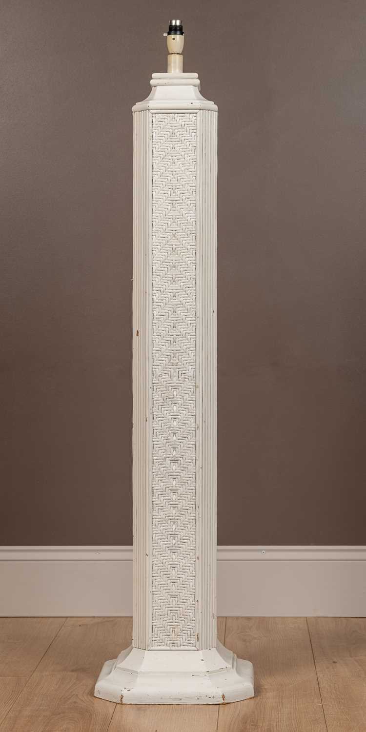 Lot 371 - A white painted Art Deco column lamp