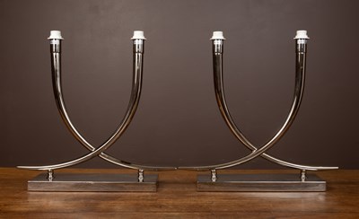 Lot 399 - A Pair of RV Astley 'Iva' intertwined polished nickel table lamps