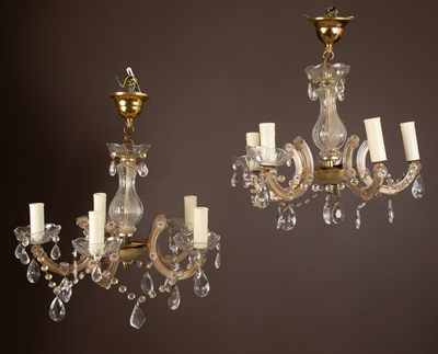 Lot 401 - A pair of Venetian crystal glass chandeliers