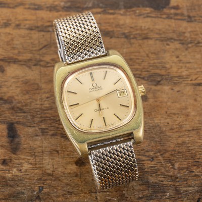 Lot 384 - Gilt cased Omega watch the dial with baton...