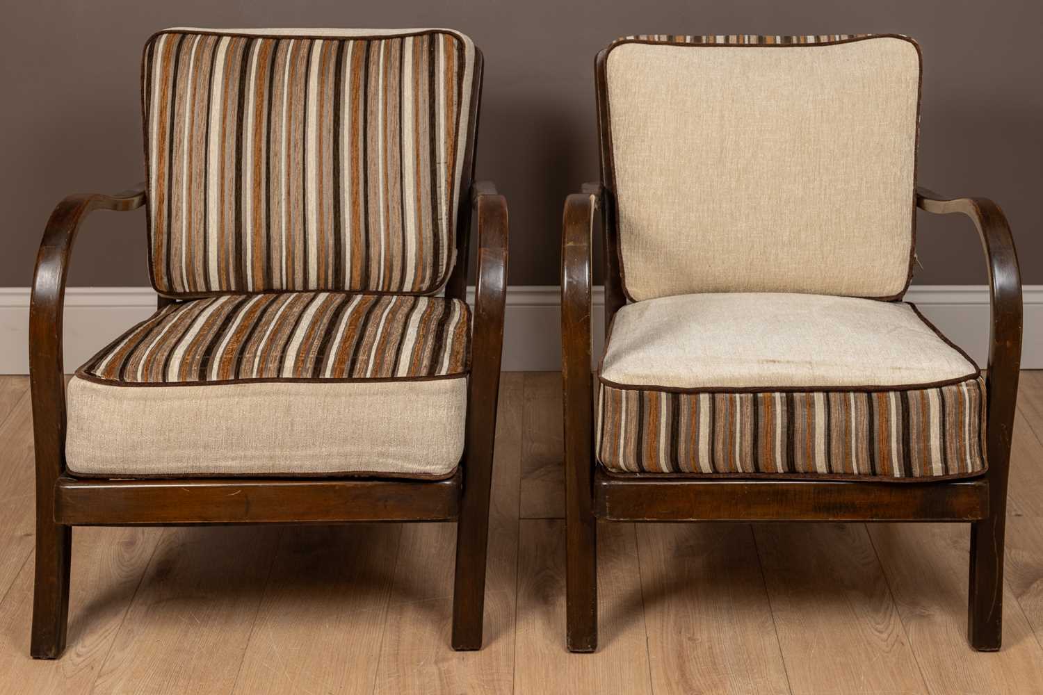 Lot 22 - A pair of Art Deco bentwood open-arm lounge chairs