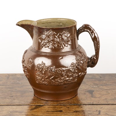 Lot 382 - Large glazed hunting jug 19th Century, with a...