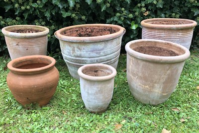 Lot 505 - A group of six various terracotta flowerpots