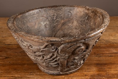 Lot 112 - A carved hardwood wooden bowl