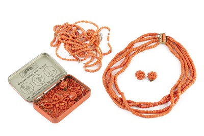 Lot 283 - A collection of coral jewellery, comprising a...