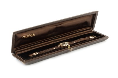 Lot 250 - A lady's wristwatch by Omega, the rectangular...