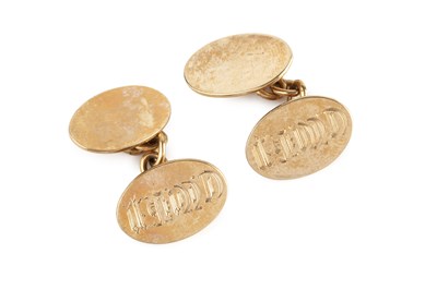 Lot 205 - A pair of cufflinks, with oval panels and...