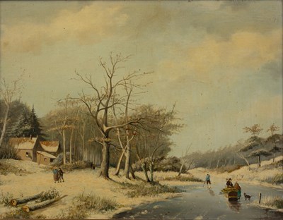 Lot 472 - J * Hendriks A frozen winter landscape with...