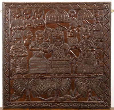 Lot 238 - Two carved Benin panels African, Southern...