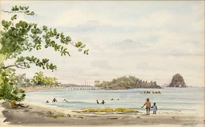 Lot 133 - Graham Rust (b.1942) Indian Beach Scene signed...