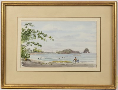 Lot 344 - Graham Rust (b.1942) Indian Beach Scene signed...