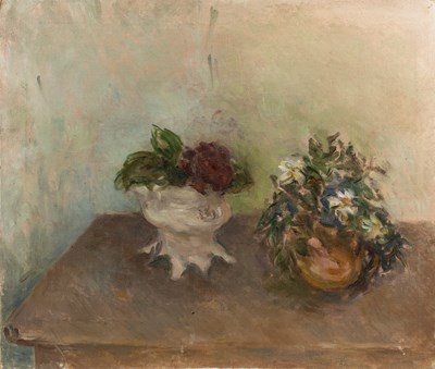 Lot 401 - Stella Steyn (1907-1987) Two Pot Plants on a...