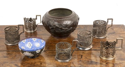 Lot 240 - Group of pieces including six Russian filigree...