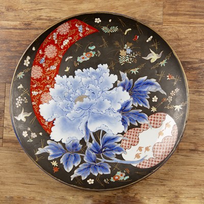 Lot 362 - Large Fukagawa charger Japanese, with a peony,...