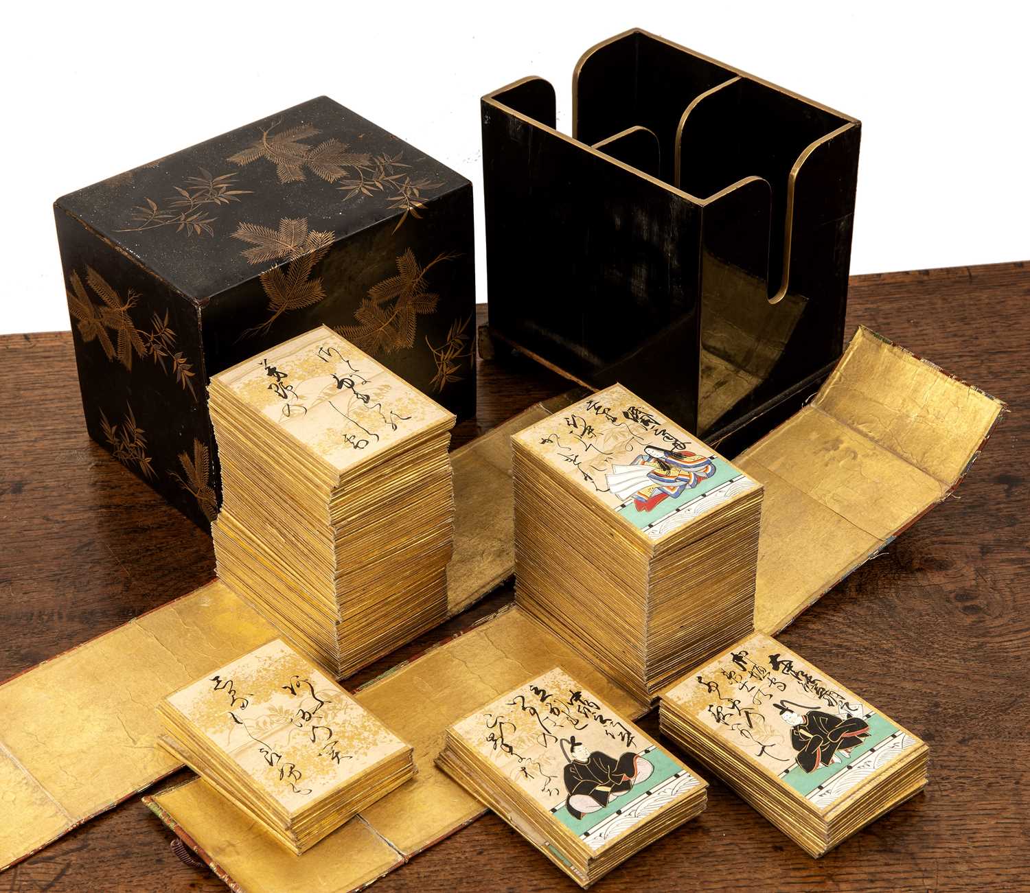 Lot 428 - Uta Garuta card game in a black lacquer case...