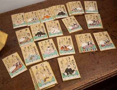 Lot 428 - Uta Garuta card game in a black lacquer case...